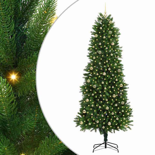 vidaXL Ziemassvētku eglīte su 300 LED ar statīvu Zaļa 240 cm PE