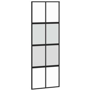 vidaXL bīdāmās durvis, melnas, 76x205 cm, rūdīts stikls un alumīnijs