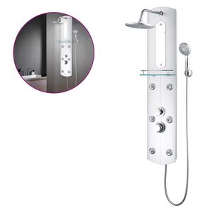 vidaXL du&scaron;as sistēma ar paneli, 25x43x120 cm, sudraba krāsā