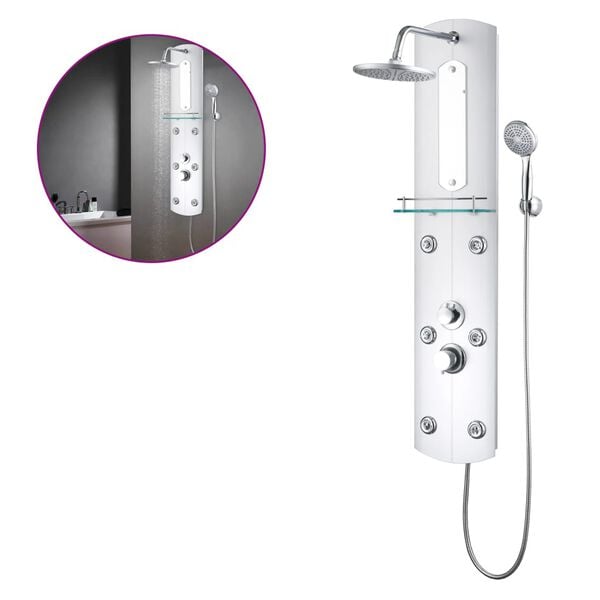 vidaXL du&scaron;as sistēma ar paneli, 25x43x120 cm, sudraba krāsā