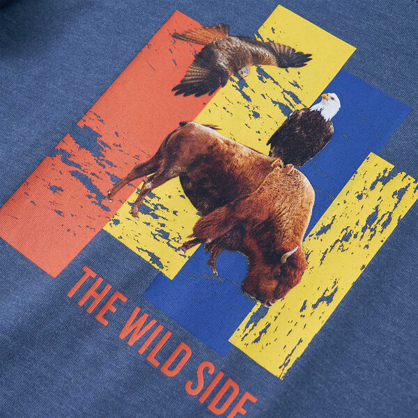 Bērnu T-krekls ar garām piedurknēm, raibi zils, 92