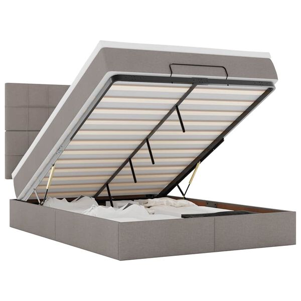 vidaXL Osmaņu gulta ar matraci & LEDs, Taupē, 140x190 cm, audums