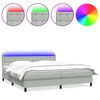 vidaXL atsperu gulta ar matraci, LED, Gai&scaron;i pelēks 200x210 cm samts