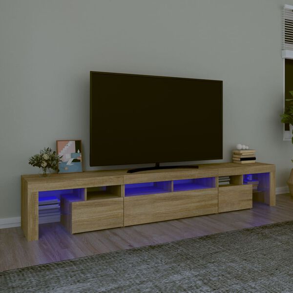 vidaXL TV skapītis ar LED apgaismojumu, ozolkoka krāsa, 230x36,5x40 cm