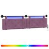 vidaXL Piekaramais gultas galvgalis Ar LED gaismu Violeta Samts