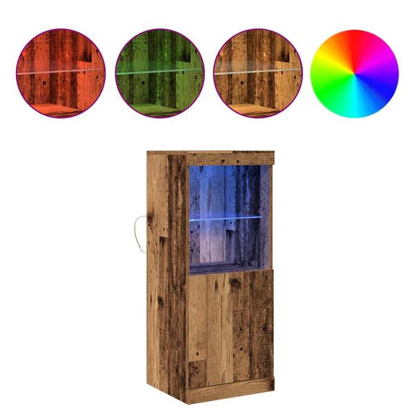 vidaXL LED sānu galds Vecs koks 41 x 37 x 100 cm Inženierijas koks