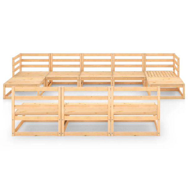 vidaXL 10-daļīgs dārza atpūtas mēbeļu komplekts, priedes masīvkoks