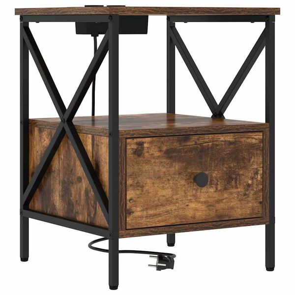 vidaXL Nakts skapītis ar atvilktni Dūmaka ozols 41,5 x 40,5 x 55 cm