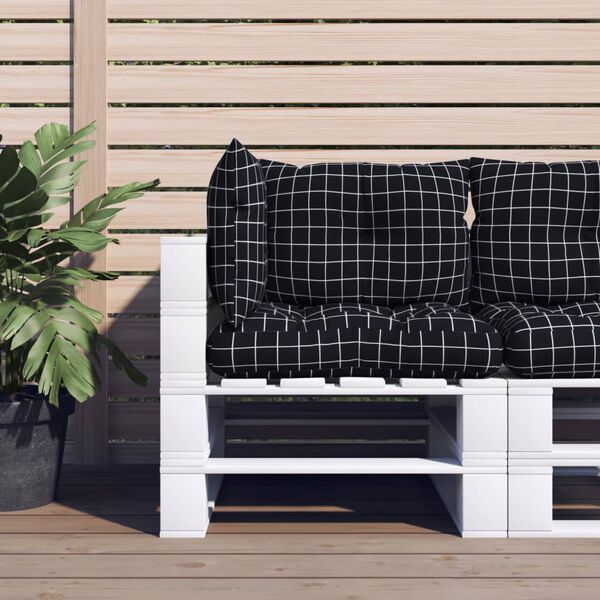vidaXL pale&scaron;u dīvāna matrači, 3 gab., melns četrstūru raksts