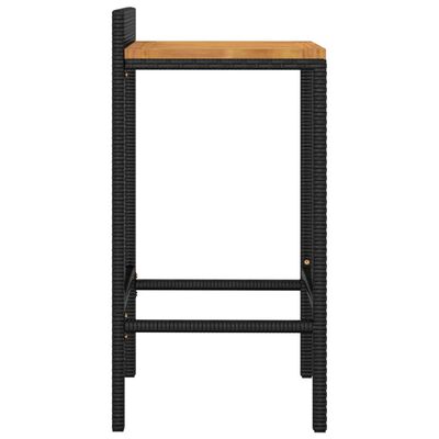 vidaXL bāra krēsli, 2 gab., melna PE rotangpalma, akācijas masīvkoks