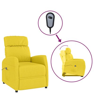 vidaXL atpūtas krēsls, paceļams, gaiši dzeltens audums