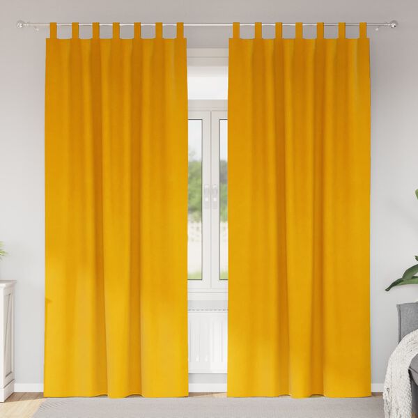 vidaXL Aptum&scaron;ojo&scaron;ie aizkari 2 pcs Sinapsu dzeltena 140 x 245 cm Samts