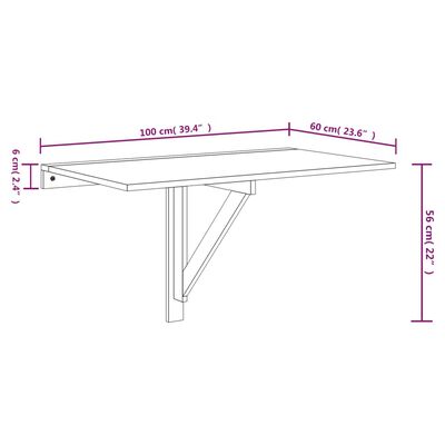 vidaXL sienas galds, spīdīgi balts, 100x60x56 cm, inženierijas koks