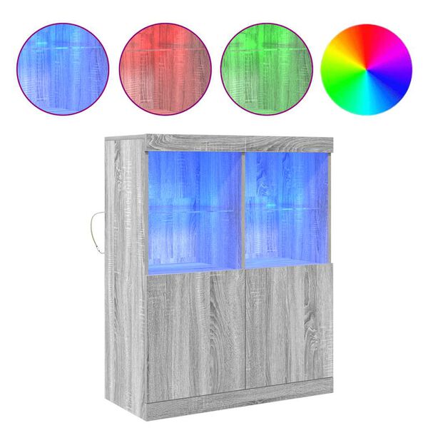 vidaXL kumode, pelēka ozolkoka krāsa, 81x37x100 cm, inženierijas koks