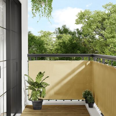 vidaXL balkona aizslietnis, smilšu, 90x800 cm, 100% poliestera audums
