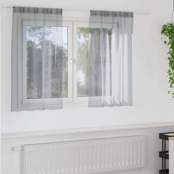 vidaXL Voile aizkaris 2 pcs Tumši pelēks 140 x 140 cm Poliesters