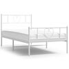 vidaXL gultas rāmis ar galvgali un kājgali, balts metāls, 90x200 cm