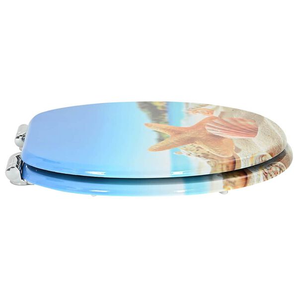 vidaXL Mīksta aizvēr&scaron;anās tualetes sēdeklis Jūras čaula 44 x 38 cm