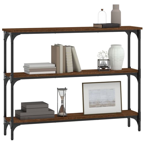 vidaXL konsoles galdiņš, brūna koka, 100x22,5x75 cm, inženierijas koks