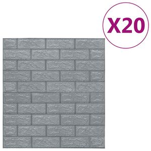 vidaXL 3D tapetes, pa&scaron;līmējo&scaron;as, ķiegeļu raksts, 20 gab., antracīta