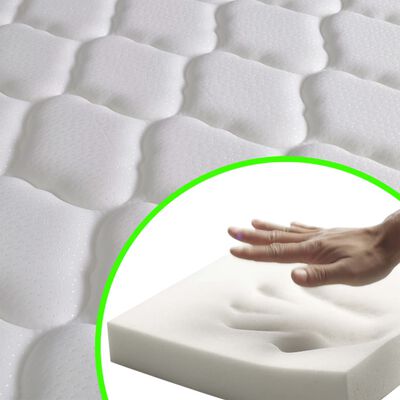 vidaXL gulta ar atmiņas efekta matraci, melna mākslīgā āda, 180x200 cm