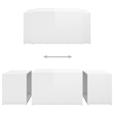 vidaXL kafijas galdiņu komplekts, spīdīgi balts, 60x60x38 cm