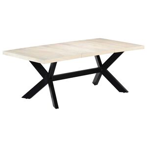 vidaXL virtuves galds, 200x100x75 cm, mango masīvkoks, balts