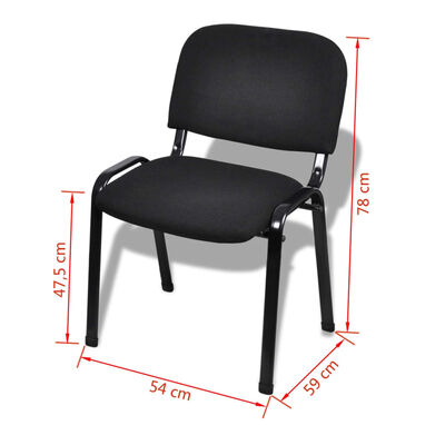 vidaXL biroja krēsli, 4 gab., melns audums, saliekami viens uz otra