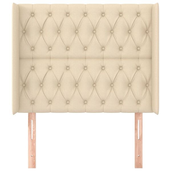 vidaXL galvgalis ar malām, 103x16x118/128 cm, krēmkrāsas audums