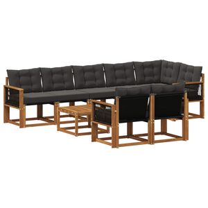 vidaXL Āra dīvānu komplekts ar spilvenu 9 pcs Dabiska un melna