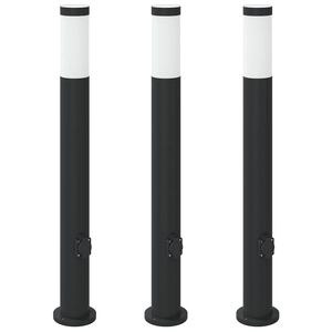 vidaXL stabveida gaismekļi ar kontaktligzdu, 3 gab., 80 cm, nerūsējo&scaron;ais tērauds, IP44