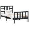 vidaXL gultas rāmis ar galvgali, 100x200 cm, masīvkoks, melns