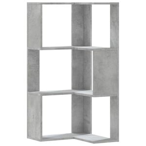 vidaXL 3-līmeņu grāmatu plaukts, pelēks,50x50x102cm, inženierijas koks