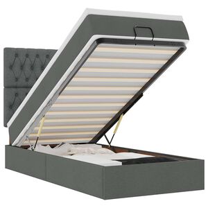 vidaXL Osmaņu gultas rāmis ar matrača tum&scaron;i pelēks 90x190 cm audums