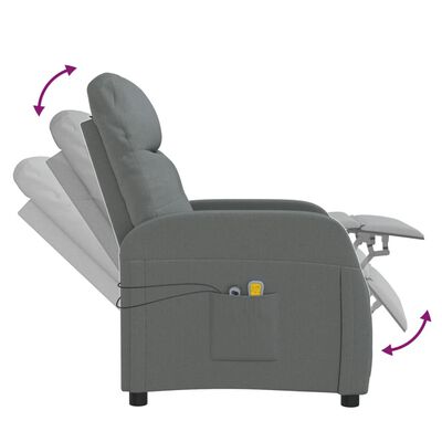 vidaXL elektriskais masāžas krēsls, tumši pelēks audums