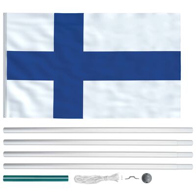 vidaXL Somijas karogs un karoga masts, alumīnijs, 6,2 m