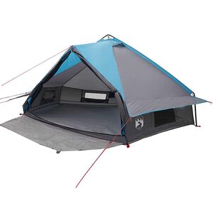 vidaXL Tīpija telts 8 personām Zila un pelēka 490 x 410 x 210 cm