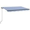vidaXL izvelkama markīze ar LED, 400x350 cm, manuāla, zila un balta