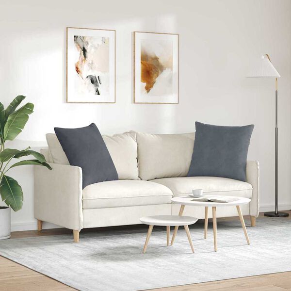 vidaXL Dīvāna spilveni 2 pcs Tum&scaron;i pelēks 60 x 60 cm Korduroja audums