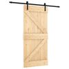 vidaXL Slīdo&scaron;ās durvis Dabiska un melna 95 x 210 cm Cieta priedes koks