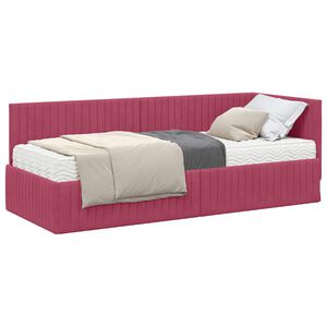 vidaXL Stūra gultas rāmis ar matrači 2 gab. Vīna sarkans 80 x 200 cm