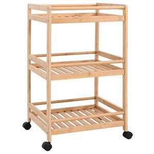 vidaXL Virtuves ratiņ&scaron; ar riteņiem Dabiska 46 x 38 x 76 cm Bambuss