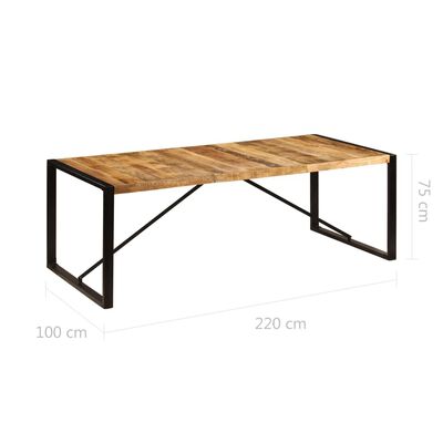 vidaXL virtuves galds, 220x100x75 cm, mango masvīkoks