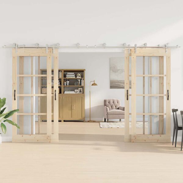 vidaXL bīdāmo durvju sistēma, 400 cm, nerūsējošs tērauds