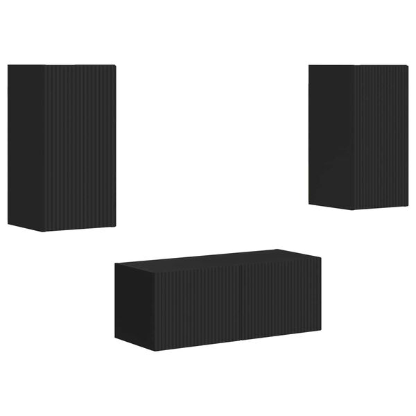 vidaXL TV skapī&scaron;u komplekts 2 pcs Melna Inženierijas koks