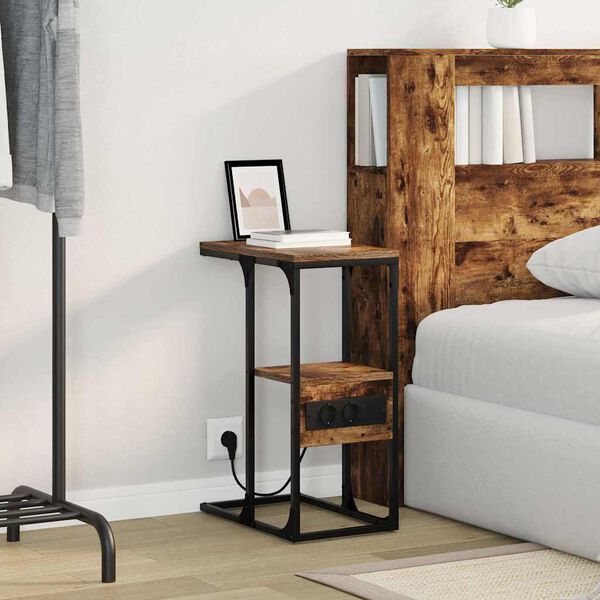 vidaXL Nakts skapītis Dūmakaina ozolkoka 41.5 x 26 x 60.5 cm