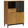 vidaXL kumode ar stikla durvīm FLAM, 92x40x122,5 cm, priede