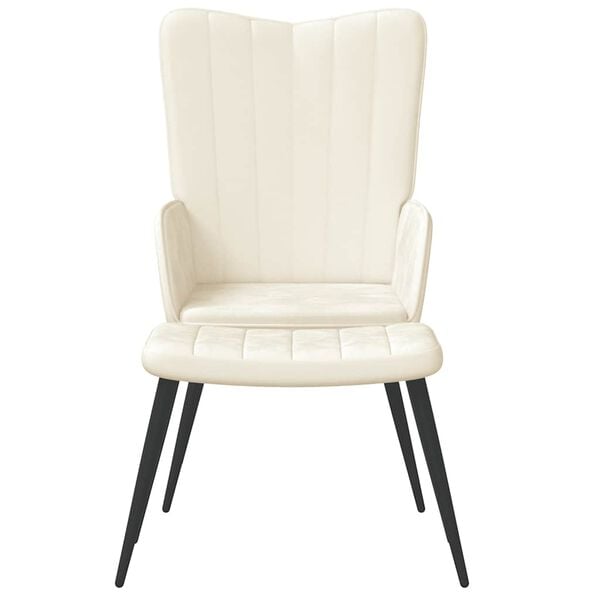 vidaXL atpūtas krēsls ar kāju balstu, krēmbalts samts