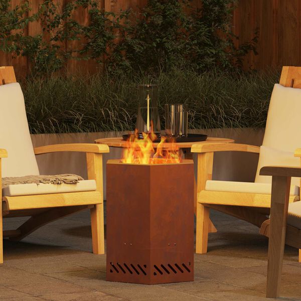 vidaXL Bezsoda ugunskurs Brūna 38 x 38 x 51 cm Novecināts tērauds