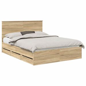 vidaXL Gultas rāmis Sonoma ozols 150 x 200 cm Inženieru koks